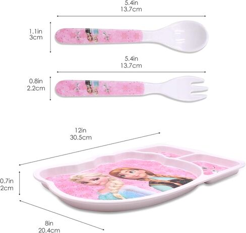 Princess 5 Pcs Set Durable Tableware Meal Dishes Mealtime Set includes Dinner Serving Bowl Plate Cup with a Matching Spoon & Fork in Kuwait