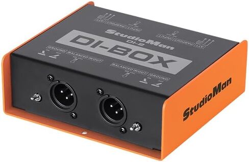 StudioMan DI-2 Dual Channel Passive DI Box, 2-Channel Balanced XLR/TRS, Ground Switch per Channel, 50KΩ Input Impedance, Orange/Black for Live/Studio in Kuwait