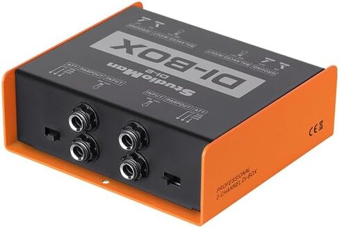 StudioMan DI-2 Dual Channel Passive DI Box, 2-Channel Balanced XLR/TRS, Ground Switch per Channel, 50KΩ Input Impedance, Orange/Black for Live/Studio in Kuwait