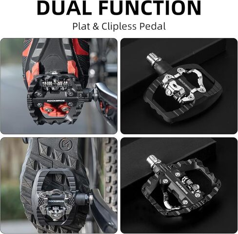 دواسات الدراجات الجبلية Rockbros Dual Function منصة مسطحة مقطعية متوافقة مع دواسات دراجة SPD للدراجات الجبلية MTB Flat in Saudi Arabia