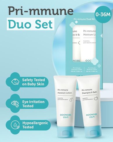 Pri-mmune Shampoo Bath & Moisture Lotion - Korean Baby Cleanser and Body Lotion - Hypoallergenic Moisturizing & Calming Daily Skincare - Gentle Cleanse, Naturally Derived, 11.8 oz. in Saudi Arabia