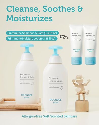 Pri-mmune Shampoo Bath & Moisture Lotion - Korean Baby Cleanser and Body Lotion - Hypoallergenic Moisturizing & Calming Daily Skincare - Gentle Cleanse, Naturally Derived, 11.8 oz. in Saudi Arabia