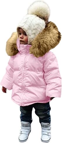 Toddler Boys Girls Down Jacket Hooded Snowsuit Baby Winter Warm Puffer Down Coat Light (White, 18-24 Months) in Saudi Arabia