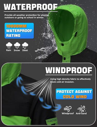 Boy's Ski Jacket Kids Waterproof Warm Winter Coat Windproof Thick Insulated Snowboarding Jackets with Hood in Kuwait
