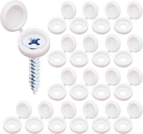 150pcs Plastic Hinged Screw Covers Caps, Flolding Screw Cap Covers Flip Tops Snap (White, M6) in Kuwait