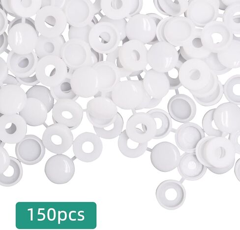 150pcs Plastic Hinged Screw Covers Caps, Flolding Screw Cap Covers Flip Tops Snap (White, M6) in Kuwait