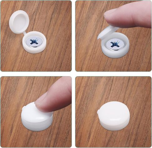 150pcs Plastic Hinged Screw Covers Caps, Flolding Screw Cap Covers Flip Tops Snap (White, M6) in Kuwait