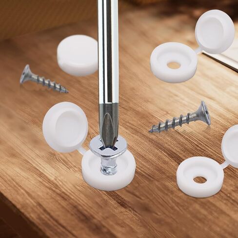 150pcs Plastic Hinged Screw Covers Caps, Flolding Screw Cap Covers Flip Tops Snap (White, M6) in Kuwait