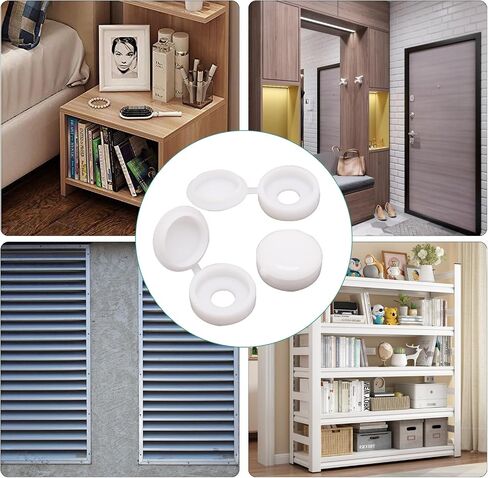 150pcs Plastic Hinged Screw Covers Caps, Flolding Screw Cap Covers Flip Tops Snap (White, M6) in Kuwait