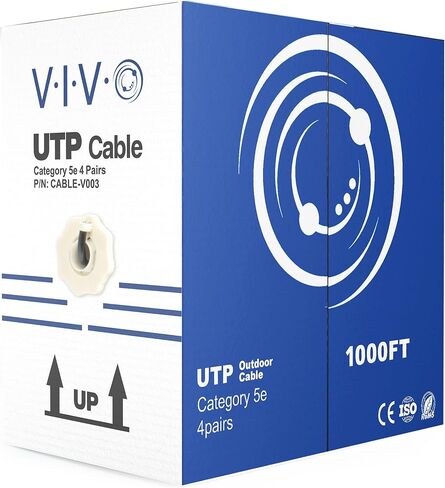 VIVO Black 500ft Bulk Cat5e, CCA Ethernet Cable, UTP Pull Box, Cat-5e Wire, Waterproof, Outdoor, Direct Burial CABLE-V011 in Kuwait