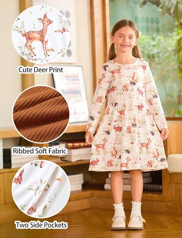 PATPAT Toddler Girl Floral Multipack Dresses 2 Pack Long Sleeve A-line Dress for Girls in Saudi Arabia