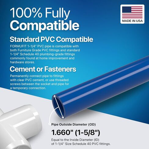 Formufit PVC Pipe ، 1-1/4 "Size ، (1.660" OD ADAL) SCH 40 FURITURY GRAGE ، Black (40 "L x 3-pack) DIY Artructural for Garkhous in Saudi Arabia