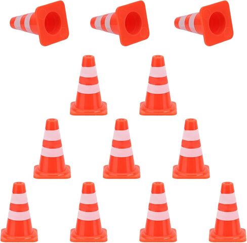 50pcs مخروطات حركة المرور الصغيرة ، 0.95 بوصة من البلاستيك مخروطات البناء الصغيرة الصغيرة تحذير على الطريق علامات مصغرة علامات المرور على ألعاب لعمارة الأطفال. in Saudi Arabia