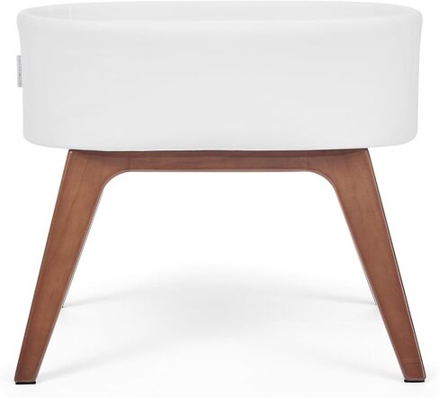 Delta Children Rockaway Rocking Bassinet - Portable Baby Crib with Solid Wood Feet, Organic GOTS Certified Performance Fabric Exterior, Breathable Interior, Includes Mattress Pad & Fitted Sheet, Ivory in Kuwait