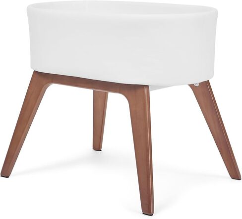 Delta Children Rockaway Rocking Bassinet - Portable Baby Crib with Solid Wood Feet, Organic GOTS Certified Performance Fabric Exterior, Breathable Interior, Includes Mattress Pad & Fitted Sheet, Ivory in Kuwait