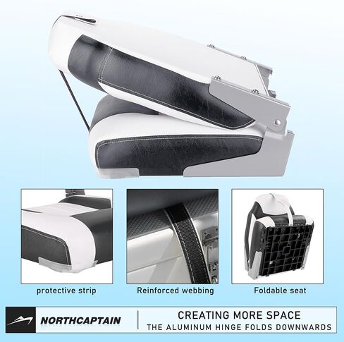 NORTHCAPTAIN S1 Deluxe A Pair of Marine High Back/Low Back Folding Fishing Boat Seat,Stainless Steel Screws Included in Kuwait