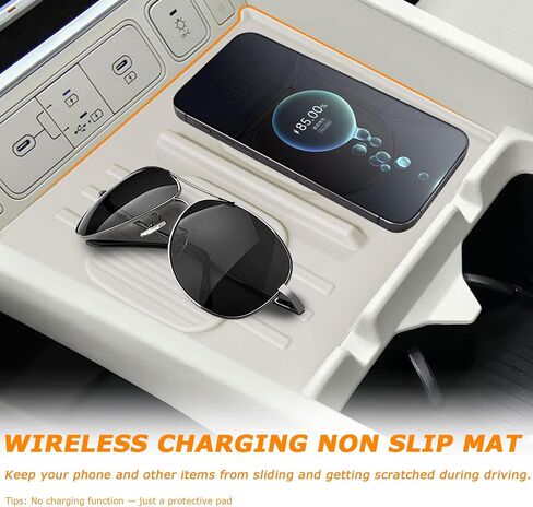 الشاحن اللاسلكي الشاحن مركزي Center Console Non-Slip Fit Hyundai Santa Fe 2024 2025 Car Accessories Wireless Charging Pad Pad Area in Kuwait