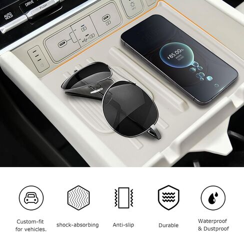 الشاحن اللاسلكي الشاحن مركزي Center Console Non-Slip Fit Hyundai Santa Fe 2024 2025 Car Accessories Wireless Charging Pad Pad Area in Kuwait