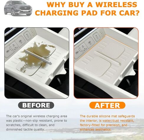 الشاحن اللاسلكي الشاحن مركزي Center Console Non-Slip Fit Hyundai Santa Fe 2024 2025 Car Accessories Wireless Charging Pad Pad Area in Kuwait