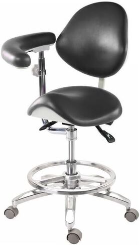 Xux Dental Equipment Chair Cairs Pu Leather with 360 ° Rotation Renrest Foot Ring Mute Wheel Doctor Assistant Stool Black in Kuwait
