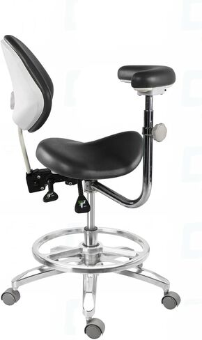 Xux Dental Equipment Chair Cairs Pu Leather with 360 ° Rotation Renrest Foot Ring Mute Wheel Doctor Assistant Stool Black in Kuwait