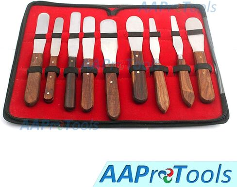 New German Grade Stainless Steel Set of 9 Dental Instruments Lab Spatula Lab Instruments Spatula-Wooden Handle in Saudi Arabia