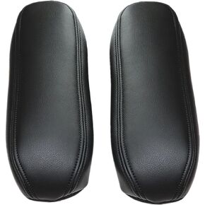 NLQR 2Pcs Replacement Seat Armrest Cover Leather Black Compatible with Ford F150 F250 F350 F450 F550 Excursion 1999-2007