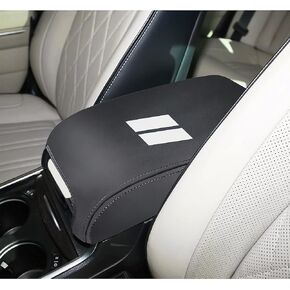YOSRTER for Dodge Charger Accessories 2011-2019 2020 2021 2022 2023 2024 Chrysler 300 2015-2022 Center Console Armrest Cover Interior Anti-Scratch Leather Center Armrest Decoration (Black Stitches)