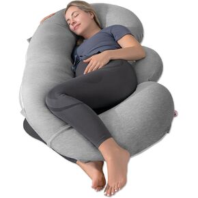 Meiz Pregnancy Pillows, Cooling C Shaped Full Body Pillow for Sleeping, Detachable Nursing Pillow for Breastfeeding, with Pregnancy Wedge Pillows for Side Sleeping and Adjustable Straps, Apricot