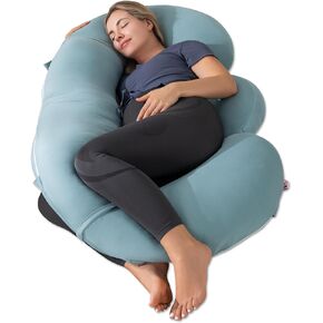 Meiz Pregnancy Pillows, Cooling C Shaped Full Body Pillow for Sleeping, Detachable Nursing Pillow for Breastfeeding, with Pregnancy Wedge Pillows for Side Sleeping and Adjustable Straps, Apricot