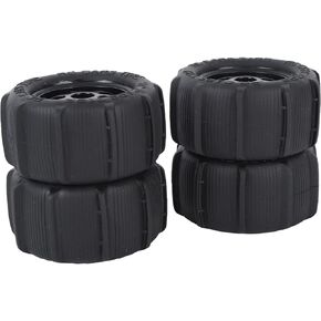 4 Pcs RC Beach Wheels, Hard Wearing RC Desert Tires Strong Cushioning Rubber Plastic for Sand 80mm Diameter, 40mm Width For 12mm Coupler 1/14 1/16 1/18 Proportional Vehicle