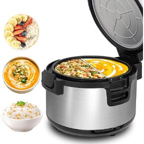 Wixkix Commercial Rice Warmer, 19L/100CUP Electric Rice Warmer (Warm Function Only, Not Cooker), Stainless Steel Food Warmer Soup Warmer with Non-stick Inner, 113℉ - 149℉ Adjustable Temperature