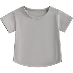 Madjtlqy Newborn Baby Boy Girl T-Shirt Casual Summer Solid Color Short Sleeve Gender Neutral Clothes Pullover Shirt