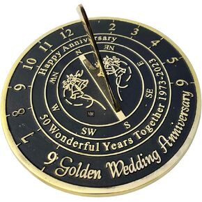 NauticalMart 50th Golden Wedding Anniversary Sundial Gift Heavy Duty Brass Home Decor Or Garden Present Idea for Parents, Grandparents, Friends, Couples 50 Years Marriage (10 Inches 2023)