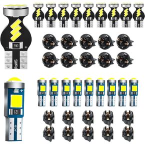 T5 37 74 73 2723 2721 194 T10 168 2825 W5W LED Bulb White, Super Bright PC74 PC37 PC168 PC194 PC161 LED Replacements for Interior Dome Map Dashboard Panel Gauge Indicator Lights (Pack of 10)