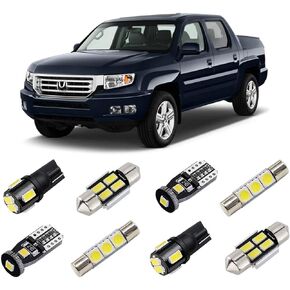 White Interior LED Lights Kit for Honda Ridgeline 2006 2007 2008 2009 2010 2011 2012 2013 2014 2015 Super Bright 6000K LED Light Bulbs Package + License Plate Lights and Install Tool