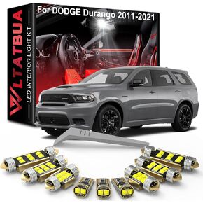 17pieces LED Interior Light Kit Package Replacement for Dodge Durango 2011 to 2014 2015 2016 2017 2018 2019 2020 2021 2022, Super Bright 6000K White License Plate Bulbs + Install Tool