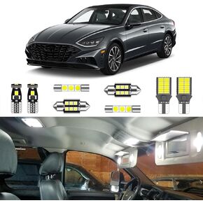 10PCS Super Bright White Interior LED Light Kit Package for Hyundai Sonata 2011 2012 2013 2014 2015 2016 2017 2018 2019 2020 2021 + License Plate Lights and Install Tool