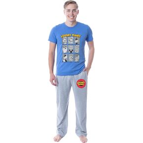 INTIMO Looney Tunes Mens' Yearbook Superlative Characters Bugs Bunny Lola Bunny Daffy Duck Sleep Pajama Set