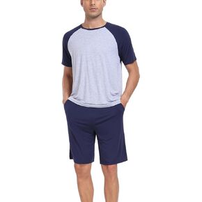 COLORFULLEAF Mens Pajamas Set Shorts and Shirt Bamboo Sleepwear Summer Nightwear Lightweight Sleep Sets S-XL