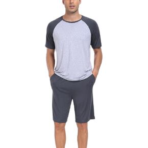 COLORFULLEAF Mens Pajamas Set Shorts and Shirt Bamboo Sleepwear Summer Nightwear Lightweight Sleep Sets S-XL