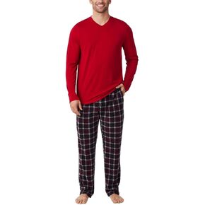 Mens Cabin Fleece Long Sleeve V-Neck Top and Pajama Pant 2-pc Set in Kuwait