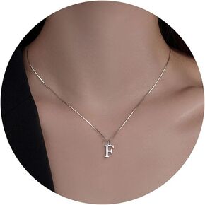 JSJOY 925 Sterling Silver Necklace for Women Initial Necklace Dainty Letter Necklace Silver Choker Necklaces Gifts for Teen Girls