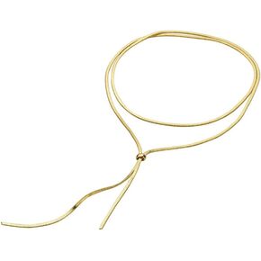 COLORFUL BLING Dainty Simple Long Tassel Necklace Temperament Titanium Steel Rhinestone Crystal Adjustable Bar Lariat Chain Y Necklace for Women