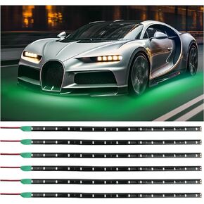 6PCS 15SMD LED Strip Lights for Cars,11.81" 12 Volt LED Strip Lights with 9.45" Cable Car Decorations,Universal Car LED Lights Car Accessories Interior & Exterior for Car SUV (Blue)