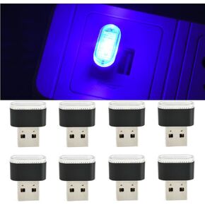 8 PCS USB LED Car Interior Atmosphere Lamp, Portable Mini LED Night Light, Plug-in USB Interface Trunk Ambient Lighting Kit, Universal Vehicle Interior Accessories for Most Cars(Red)