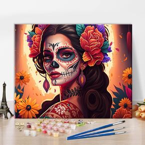 TUMOVO Buddha DIY Paint by Number Colourful Abstract Paint by Numbers for Adults Kids Beginner Paint by Numbers on Canvas Statue with Lotus Flower and Candle Ornament Oil Painting Kits 16"x20"