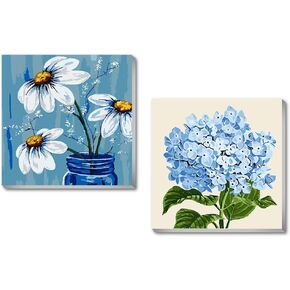 2 Framed DIY Paint by Numbers for Adults Beginner, Paint by Number for Adults Framed Canvas, Painting by Numbers for Adults, 2 Pack 10x10 inch, Paint by Number for Adults, Crafts for Adults