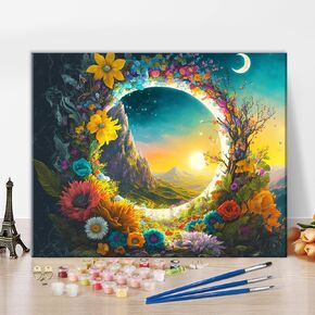 Aurora DIY Paint by Numbers Enchanted Galaxy Paint by Numbers Kit for Adults Abstract Landscape Art Oil Paint by Numbers Kits on Canvas Abstract Style Paint by Numbers for Adults Beginner 16x20inch