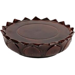 GOLDY&WENDY 7.1'' Chinese Rosewood Blackwood Decor Base Solid Wood Carving Lotus Pedestal Guanyin Buddha Statue Antiques Vase Display Stand